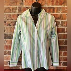 Westbound Gold Label Green Striped Long Sleeve Button Up Shirt Women’s Size:6